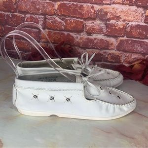 Vintage Santa Monica White Leather lace-up Moccasins